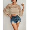imageBsubseach Womens Bathing Suit Cover Up for Beachwear Vacation Bikini Crochet Coverup TopApricot