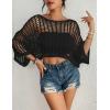 imageBsubseach Womens Bathing Suit Cover Up for Beachwear Vacation Bikini Crochet Coverup TopBlack
