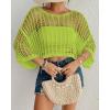 imageBsubseach Womens Bathing Suit Cover Up for Beachwear Vacation Bikini Crochet Coverup TopGreen