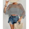 imageBsubseach Womens Bathing Suit Cover Up for Beachwear Vacation Bikini Crochet Coverup TopGrey
