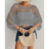 imageBsubseach Womens Bathing Suit Cover Up for Beachwear Vacation Bikini Crochet Coverup TopGrey
