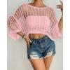 imageBsubseach Womens Bathing Suit Cover Up for Beachwear Vacation Bikini Crochet Coverup TopPink