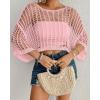 imageBsubseach Womens Bathing Suit Cover Up for Beachwear Vacation Bikini Crochet Coverup TopPink