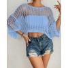 imageBsubseach Womens Bathing Suit Cover Up for Beachwear Vacation Bikini Crochet Coverup TopSky Blue