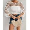 imageBsubseach Womens Bathing Suit Cover Up for Beachwear Vacation Bikini Crochet Coverup TopWhite