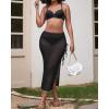 imageBsubseach Womens Swimsuit Crochet Skirt Cover Up Knit Drawstring Bikini Wrap Swimwear Side Slit Maxi Beach SkirtsBlack