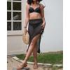imageBsubseach Womens Swimsuit Crochet Skirt Cover Up Knit Drawstring Bikini Wrap Swimwear Side Slit Maxi Beach SkirtsBlack