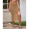imageBsubseach Womens Swimsuit Crochet Skirt Cover Up Knit Drawstring Bikini Wrap Swimwear Side Slit Maxi Beach SkirtsKhaki