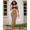 imageBsubseach Womens Swimsuit Crochet Skirt Cover Up Knit Drawstring Bikini Wrap Swimwear Side Slit Maxi Beach SkirtsKhaki