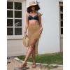 imageBsubseach Womens Swimsuit Crochet Skirt Cover Up Knit Drawstring Bikini Wrap Swimwear Side Slit Maxi Beach SkirtsKhaki