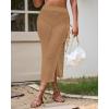 imageBsubseach Womens Swimsuit Crochet Skirt Cover Up Knit Drawstring Bikini Wrap Swimwear Side Slit Maxi Beach SkirtsKhaki