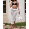 imageBsubseach Womens Swimsuit Crochet Skirt Cover Up Knit Drawstring Bikini Wrap Swimwear Side Slit Maxi Beach SkirtsWhite
