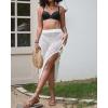 imageBsubseach Womens Swimsuit Crochet Skirt Cover Up Knit Drawstring Bikini Wrap Swimwear Side Slit Maxi Beach SkirtsWhite