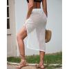 imageBsubseach Womens Swimsuit Crochet Skirt Cover Up Knit Drawstring Bikini Wrap Swimwear Side Slit Maxi Beach SkirtsWhite