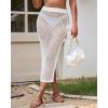 imageBsubseach Womens Swimsuit Crochet Skirt Cover Up Knit Drawstring Bikini Wrap Swimwear Side Slit Maxi Beach SkirtsWhite