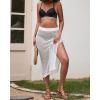 imageBsubseach Womens Swimsuit Crochet Skirt Cover Up Knit Drawstring Bikini Wrap Swimwear Side Slit Maxi Beach SkirtsWhite