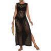 imageBsubseach Crochet Beach Cover Ups for Women Hollow Out Sleeveless Swimsuit Cover Up Swimwear Bikini Coverup DressBlack