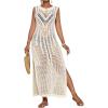 imageBsubseach Crochet Beach Cover Ups for Women Hollow Out Sleeveless Swimsuit Cover Up Swimwear Bikini Coverup DressWhite