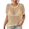 imageBsubseach Crochet Cover Ups for Swimwear Women Hollow Out Knit Bikini Beach Swimsuit Cover Up Summer Crochet TopApricot