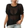 imageBsubseach Crochet Cover Ups for Swimwear Women Hollow Out Knit Bikini Beach Swimsuit Cover Up Summer Crochet TopBlack