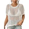 imageBsubseach Crochet Cover Ups for Swimwear Women Hollow Out Knit Bikini Beach Swimsuit Cover Up Summer Crochet TopWhite