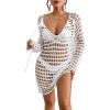 imageBsubseach Crochet Swimsuit Cover Up Hollow Out Bathing Suit Coverup for Women Sexy Summer OutfitWhite