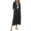 imageBsubseach Kaftan Dresses for Women Bathing Suit Cover Ups Plus Size Caftan BeachwearGblack