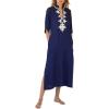 imageBsubseach Kaftan Dresses for Women Bathing Suit Cover Ups Plus Size Caftan BeachwearGnavy Blue