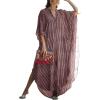 imageBsubseach Kaftan Dresses for Women Beach Cover Up Caftans for Women Long Button Up Shirt Kaftan DressesAred