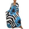 imageBsubseach Kaftan Dresses for Women Plus Size Beach Swimsuit Cover Up V Neck Caftan Dress LoungewearEblue Flowers