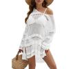imageBsubseach Women Swimsuit Crochet Swim Cover Up Summer Bathing Suit Swimwear Knit Pullover Beach DressWhite