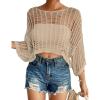 imageBsubseach Womens Bathing Suit Cover Up for Beachwear Vacation Bikini Crochet Coverup TopApricot