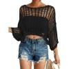 imageBsubseach Womens Bathing Suit Cover Up for Beachwear Vacation Bikini Crochet Coverup TopBlack