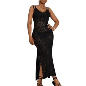 imageBsubseach Beach Cover Ups for Women 2024 Crochet Beach Cover Up Hollow Out Pool Cover Ups for WomenBlack