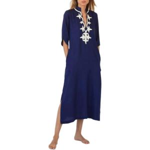 imageBsubseach Kaftan Dresses for Women Bathing Suit Cover Ups Plus Size Caftan BeachwearGnavy Blue