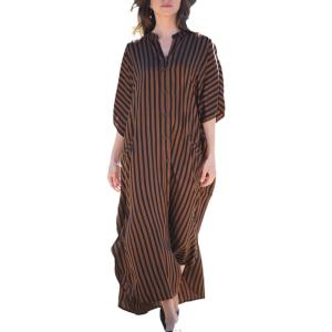 imageBsubseach Kaftan Dresses for Women Beach Cover Up Caftans for Women Long Button Up Shirt Kaftan DressesAbrown Stripes