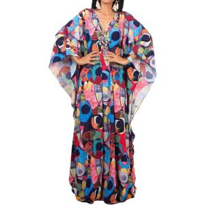 imageBsubseach Women Ethnic Print Kaftan Beach Dress Plus Size Swimsuit Cover UpColorful Painted