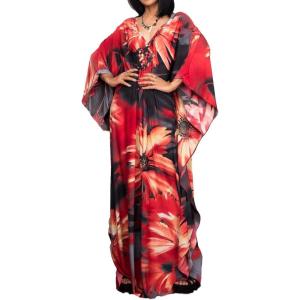 imageBsubseach Women Ethnic Print Kaftan Beach Dress Plus Size Swimsuit Cover UpFlower Print