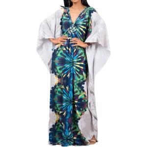 imageBsubseach Women Ethnic Print Kaftan Beach Dress Plus Size Swimsuit Cover UpMulticolor Print