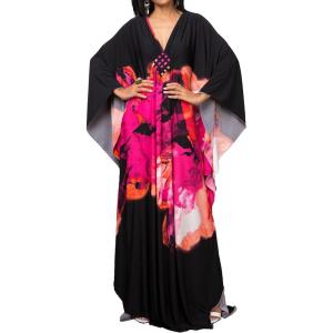 imageBsubseach Women Ethnic Print Kaftan Beach Dress Plus Size Swimsuit Cover UpRose Orange