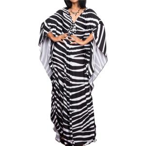 imageBsubseach Women Ethnic Print Kaftan Beach Dress Plus Size Swimsuit Cover UpZebra Stripe