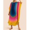 imageBsubseach Colorful Kaftan Dresses for Women Long Bathing Suit Cover Ups Maxi Beach Coverups CaftanKblue
