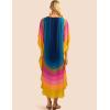 imageBsubseach Colorful Kaftan Dresses for Women Long Bathing Suit Cover Ups Maxi Beach Coverups CaftanKblue