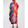 imageBsubseach Colorful Kaftan Dresses for Women Long Bathing Suit Cover Ups Maxi Beach Coverups CaftanKcolorful Print