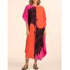 imageBsubseach Colorful Kaftan Dresses for Women Long Bathing Suit Cover Ups Maxi Beach Coverups CaftanKorange Black
