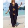 imageBsubseach Gold Embroidery Long Kaftan Dresses V Neck Caftan Dress Beach Cover Ups for Women EmbroideryWblack