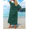 imageBsubseach Gold Embroidery Long Kaftan Dresses V Neck Caftan Dress Beach Cover Ups for Women EmbroideryWblackish Green