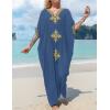 imageBsubseach Gold Embroidery Long Kaftan Dresses V Neck Caftan Dress Beach Cover Ups for Women EmbroideryWblue