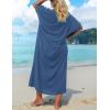 imageBsubseach Gold Embroidery Long Kaftan Dresses V Neck Caftan Dress Beach Cover Ups for Women EmbroideryWblue