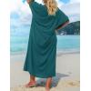 imageBsubseach Gold Embroidery Long Kaftan Dresses V Neck Caftan Dress Beach Cover Ups for Women EmbroideryWpeacock Green